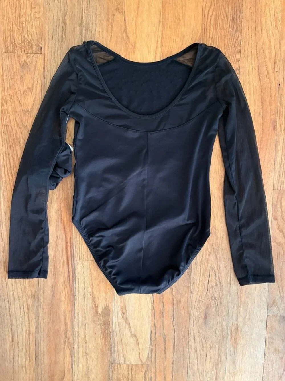 NWT Justice Girls Black Rhinestone LS Gymnastics Leotard Scrunchie Large 12/14